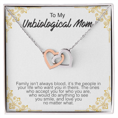 To My Unbiological Mom - Interlocking Hearts Premium Lovecube Interlocking Hearts Necklace