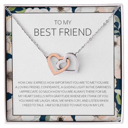 Best Friend Necklace - Bff Gift Jewelry Friends Forever Presents Heartfelt Card & Jewelry Gift For Birthday Holidays And More Interlocking Hearts Necklace