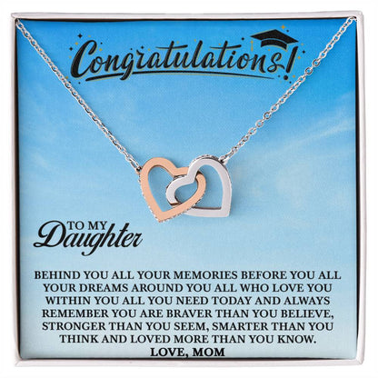 To My Daughter - You Are Loved More Than You Know - Necklace Interlocking Hearts Necklace