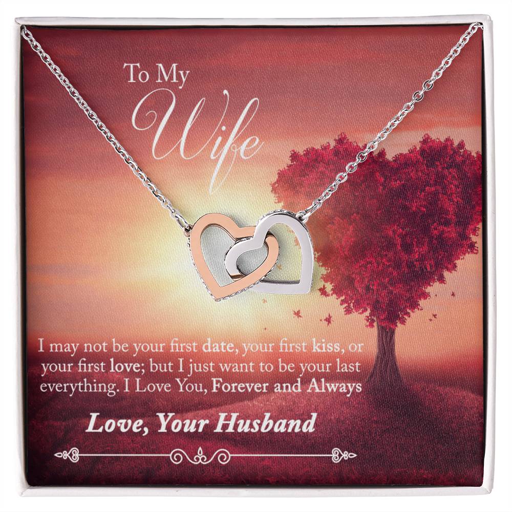 To My Wife - I Love You Forever And Always Interlocking Hearts Necklace