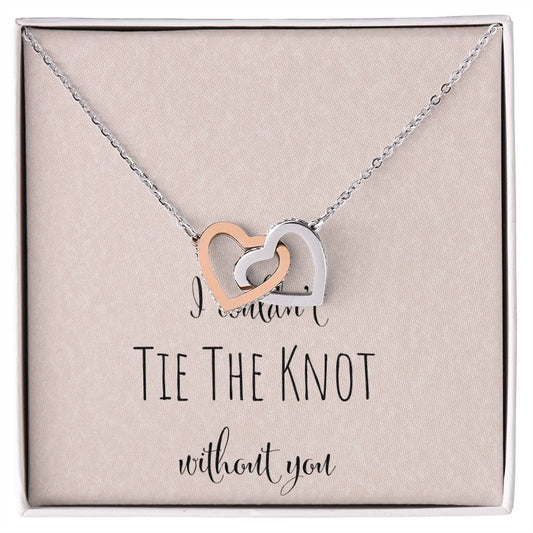 I Can'T Tie The Knot Without You - Pink Interlocking Hearts Necklace