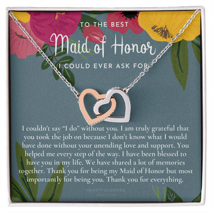Maid Of Honor Thank You Gift From Bride Bridesmaid Gift Maid Of Honor Gift Necklace Matron Of Honor Gift Thank You Gift From Bride Interlocking Hearts Necklace
