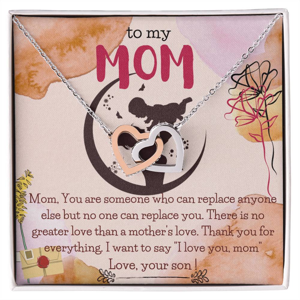 To My Mom Necklace From Your Son Mom Gift Mom Gift From Son Mom Birthday Gift From Son Personalized Unique Gift For Mother From Son Interlocking Hearts Necklace