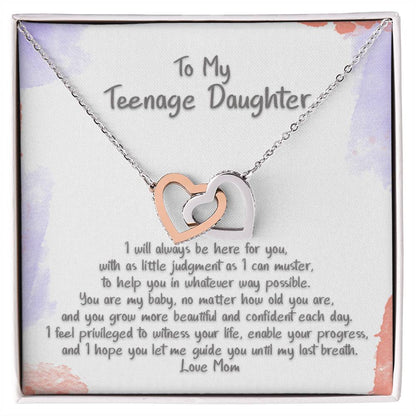 Teenage Daughter Let Me Guide You Hearts Locked Necklace Interlocking Hearts Necklace
