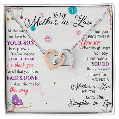 To My Mother In Law Love Family Interlocking Hearts Necklace
