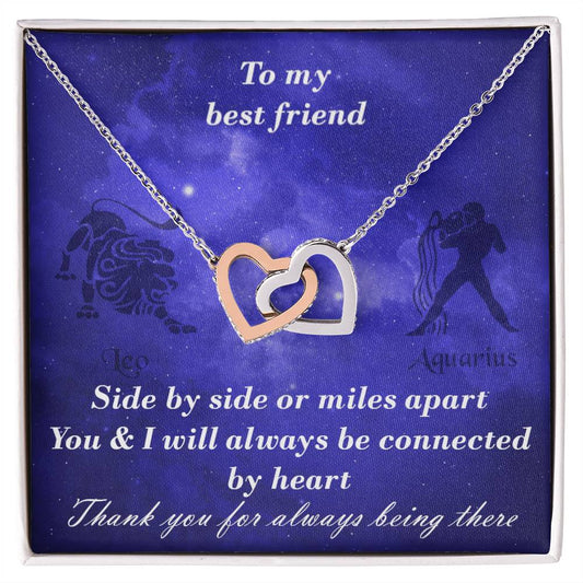 Leo To Aquarius Best Friend Interlocked Hearts Necklace Interlocking Hearts Necklace