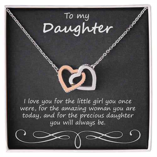 To My Daughter I Love You For The Little Girl You Once Were Interlocking Hearts Necklace