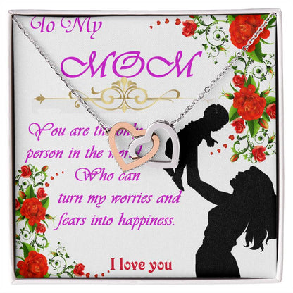Greeting Card For Lovely Mother Interlocking Hearts Necklace