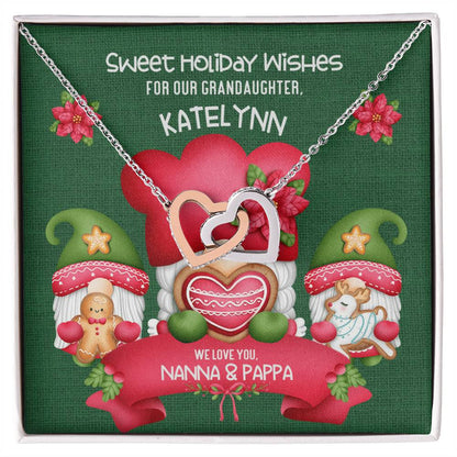 Grandparent To Granddaughter - Sweet Holiday Wishes Fully Customizable Christmas Gift - Personalized Interlocking Hearts Necklace