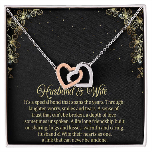 Husband & Wife Interlocking Hearts Necklace Message Card