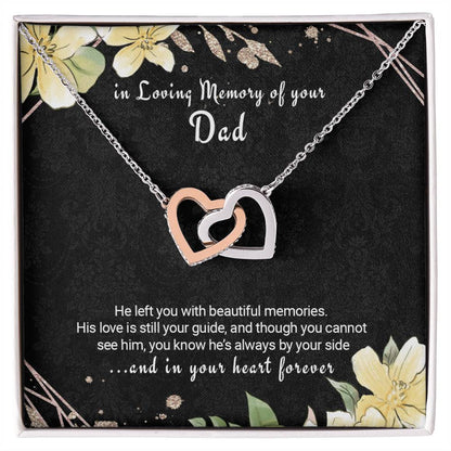 Bereavement Gift Loss Of Dad Twin Hearts Necklace In Memory Of Father Interlocking Hearts Necklace