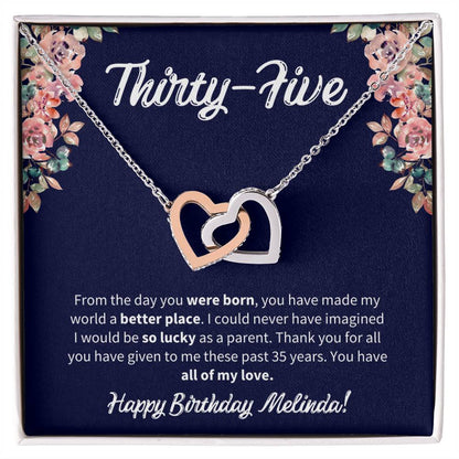 Thirty-Five Birthday All Of My Love Interlocked Hearts Necklace Interlocking Hearts Necklace