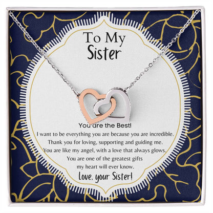 To My Sister Interlocking Hearts Necklace