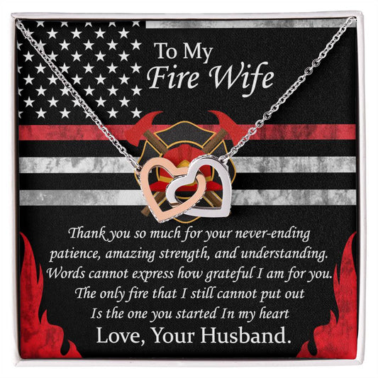 To My Fire Wife Interlocking Hearts Necklace