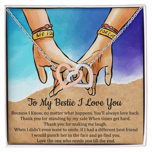 To My Bestie I Love You Interlocking Hearts Necklace