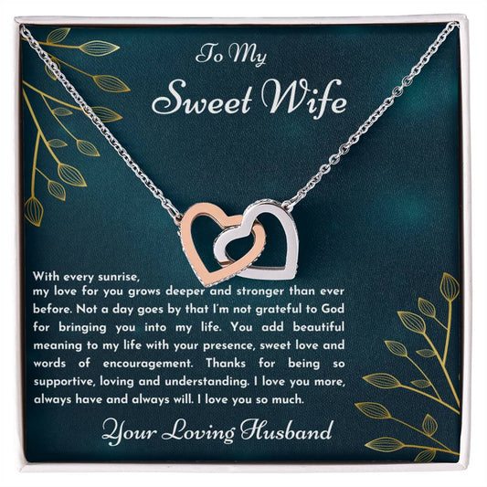 Gift For Wife With Every Sunrise Interlocking Hearts Necklace