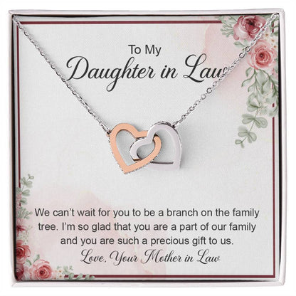 To My Crazy Daughter In Law - Mother Love For Daughter - Forever Relation Interlocking Hearts Necklace