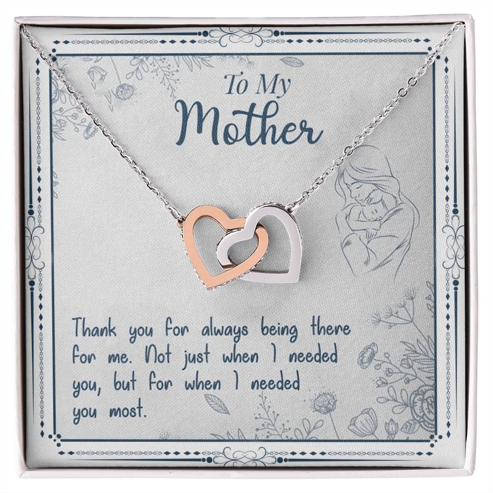 To My Mother Thank You For Always Being There For Me Interlocking Hearts Necklace