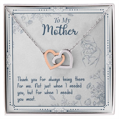 To My Mother Thank You For Always Being There For Me Interlocking Hearts Necklace