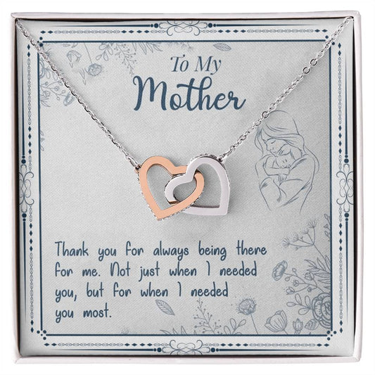 To My Mother Thank You For Always Being There For Me Interlocking Hearts Necklace