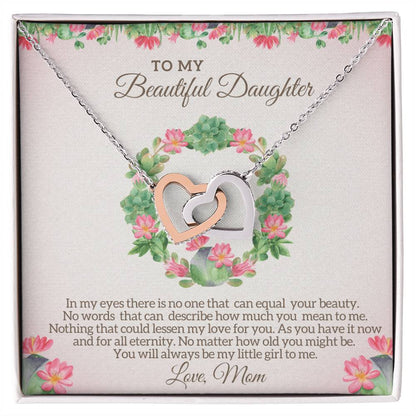 To My Beautiful Daughter - My Little Girl To Me Interlocking Hearts Necklace