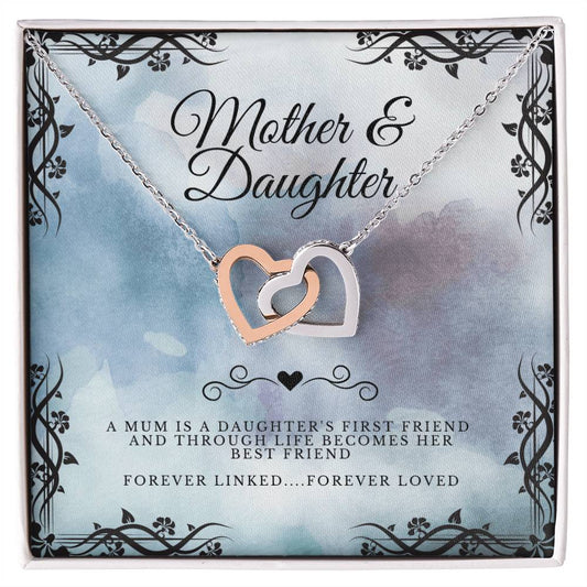 Mother & Daughter - Gift To Daughter - Interlocked Hearts Pendant Interlocking Hearts Necklace
