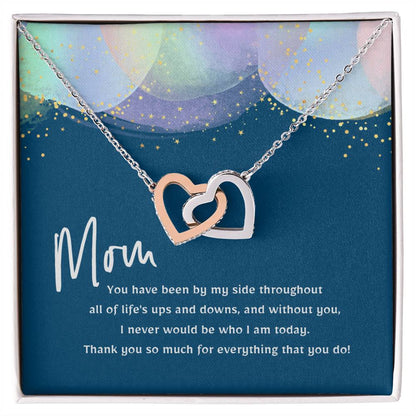 Thank You Mom Interlocking Hearts Necklace