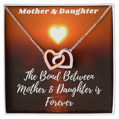 Mother & Daughter Necklace - The Bond Is Forever Interlocking Hearts Necklace