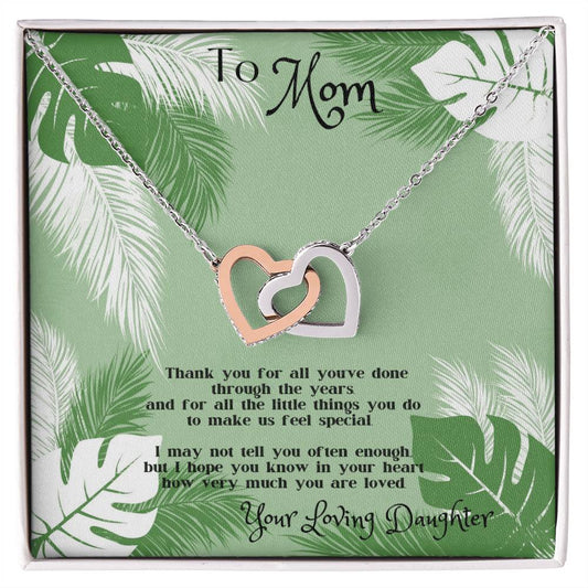 Mother'S Day Gift For Mom - Interlocking Hearts Necklace From Daughter