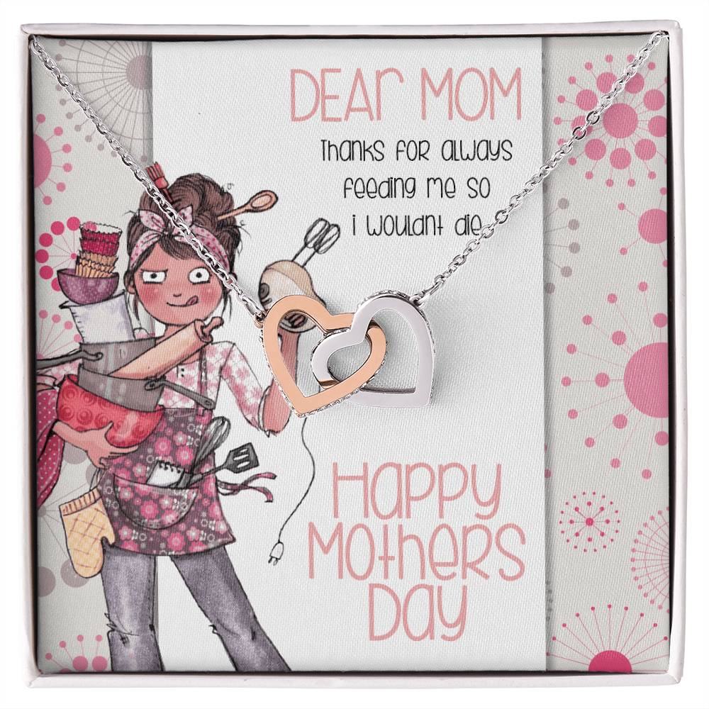 Thanks For Feeding Me Mothers Day Linked Hearts Necklace Interlocking Hearts Necklace