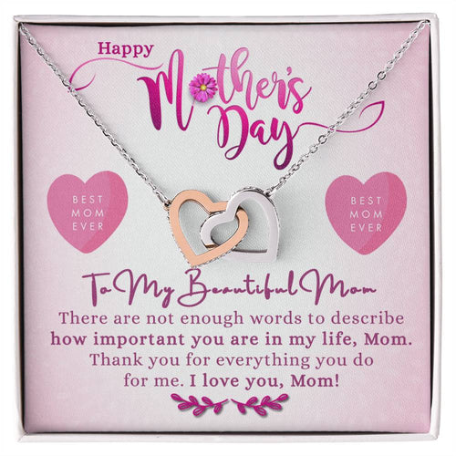 Mothers Day Double Heart Necklace Gift Interlocking Hearts Necklace