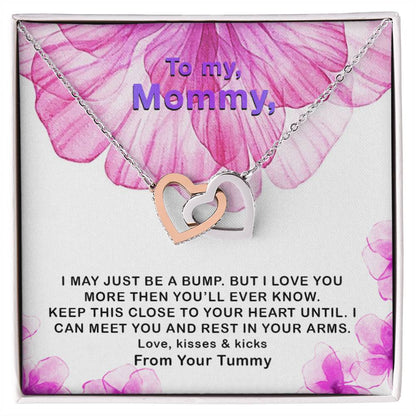 Mommy Love Forever ! I May Just Be A Bump Interlocking Hearts Necklace