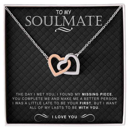 To My Soulmate Necklace Necklace For Soulmate Interlocking Hearts Necklace