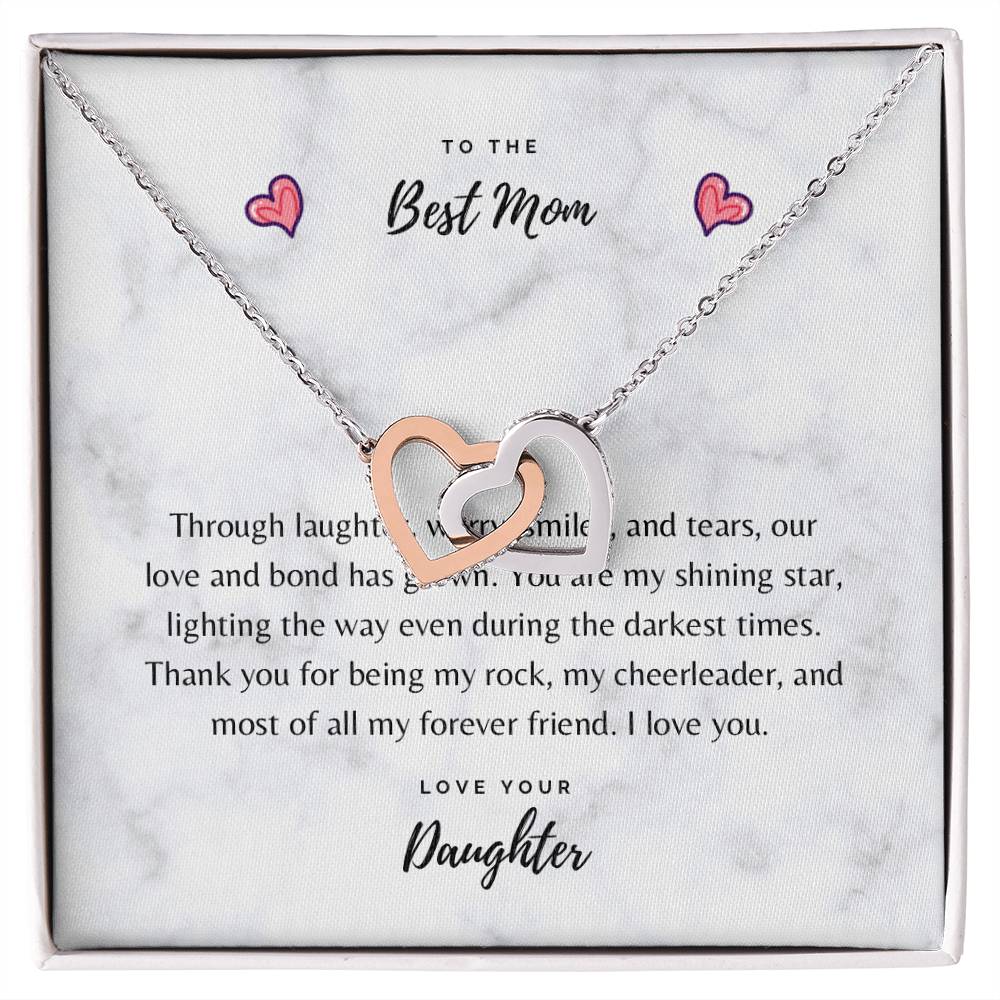 To The Best Mom Love Daughter Hearts Necklace Mother’S Day Birthday Gift Interlocking Hearts Necklace