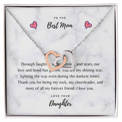 To The Best Mom Love Daughter Hearts Necklace Mother’S Day Birthday Gift Interlocking Hearts Necklace