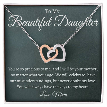 To My Beautiful Daughter - Be Your Mother Interlocking Hearts Necklace