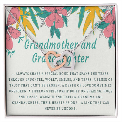 Grandmother & Granddaughter Necklace Grandma Gift Granddaughter Gift Jewelry For Family Birthday Gift Interlocking Hearts Necklace