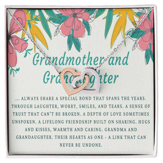 Grandmother & Granddaughter Necklace Grandma Gift Granddaughter Gift Jewelry For Family Birthday Gift Interlocking Hearts Necklace