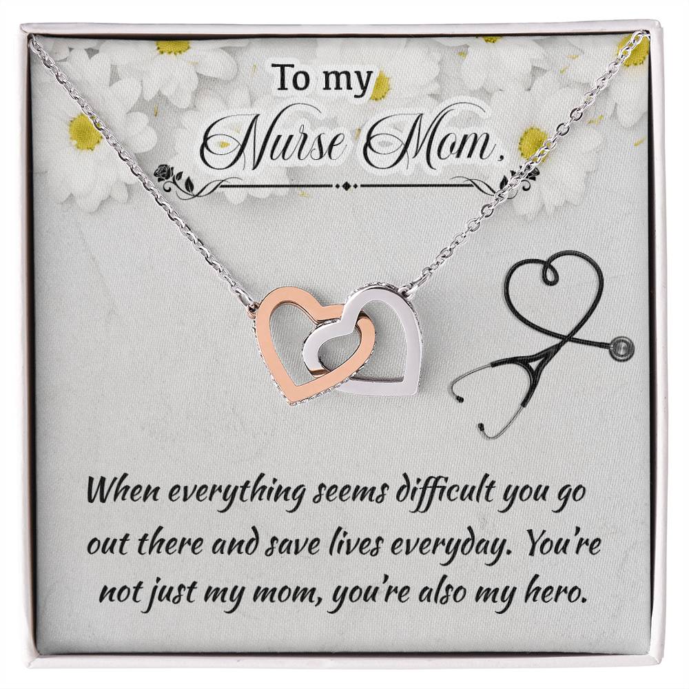 Nurse Mom Mother'S Day Interlocking Hearts Necklace