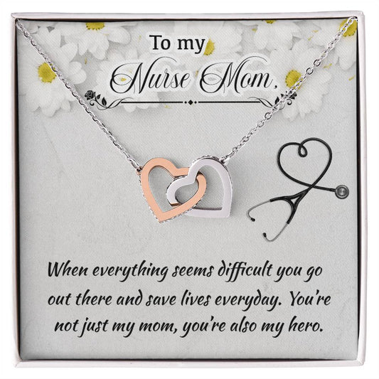 Nurse Mom Mother'S Day Interlocking Hearts Necklace