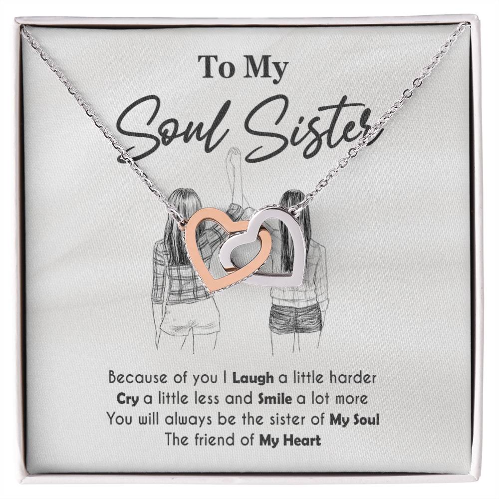 To My Soul Sister Interlocking Hearts Necklace