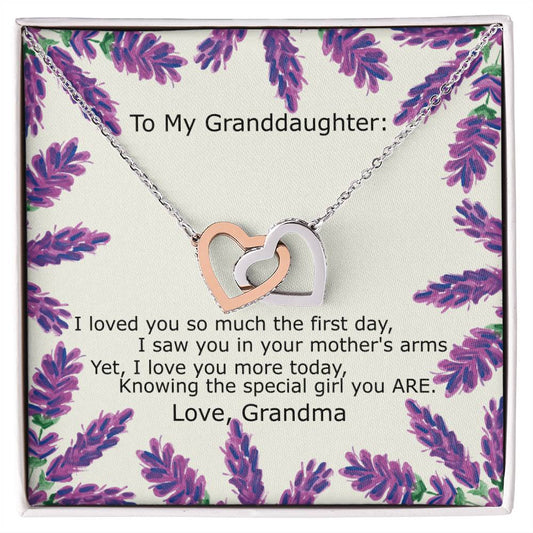 To My Granddaughter - Special Girl You Are Necklace Interlocking Hearts Necklace