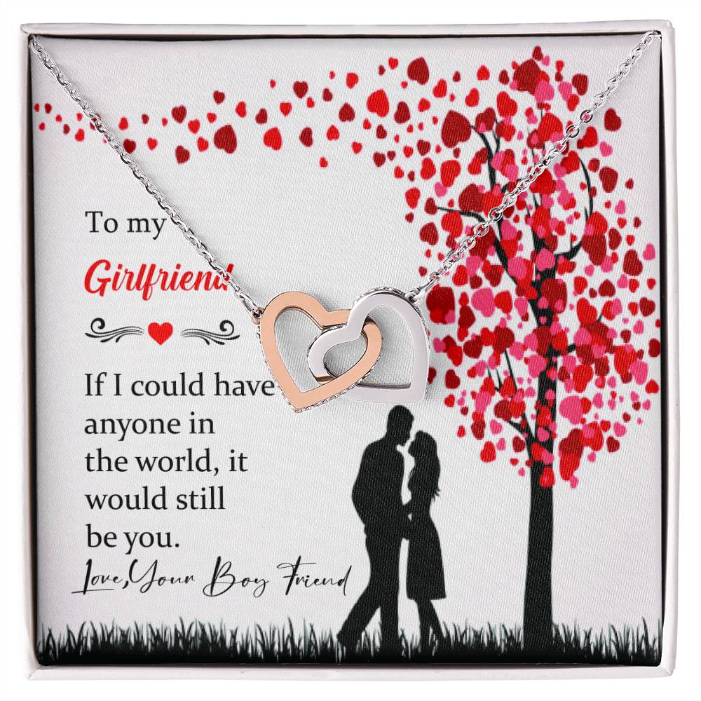 To My Girlfriend Beautiful Interloked High Quality Necklace Love Your Boy Friend. Interlocking Hearts Necklace