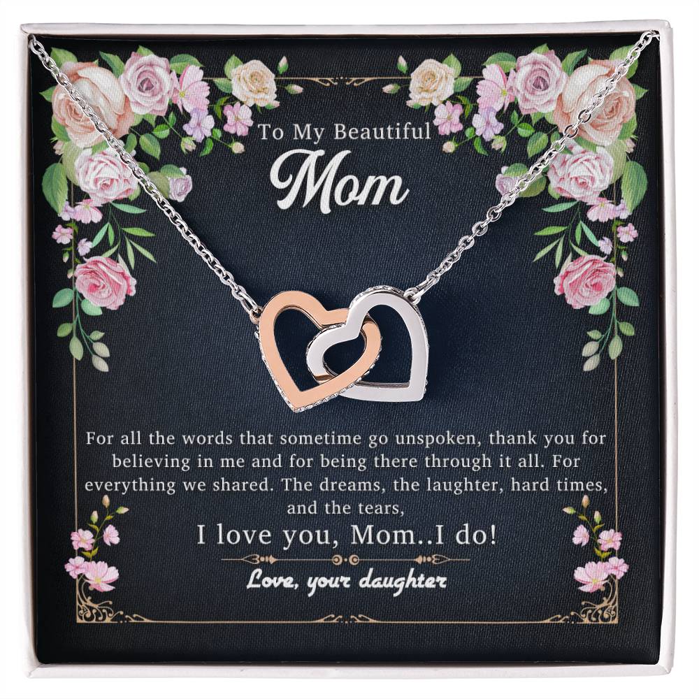 I Love You Mom.I Do Interlocking Hearts Necklace