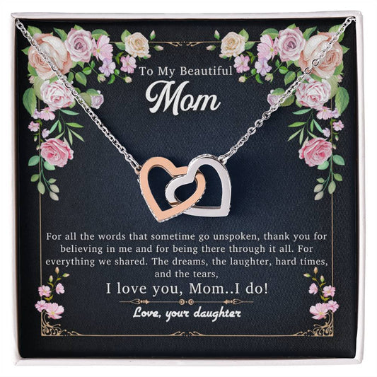I Love You Mom.I Do Interlocking Hearts Necklace