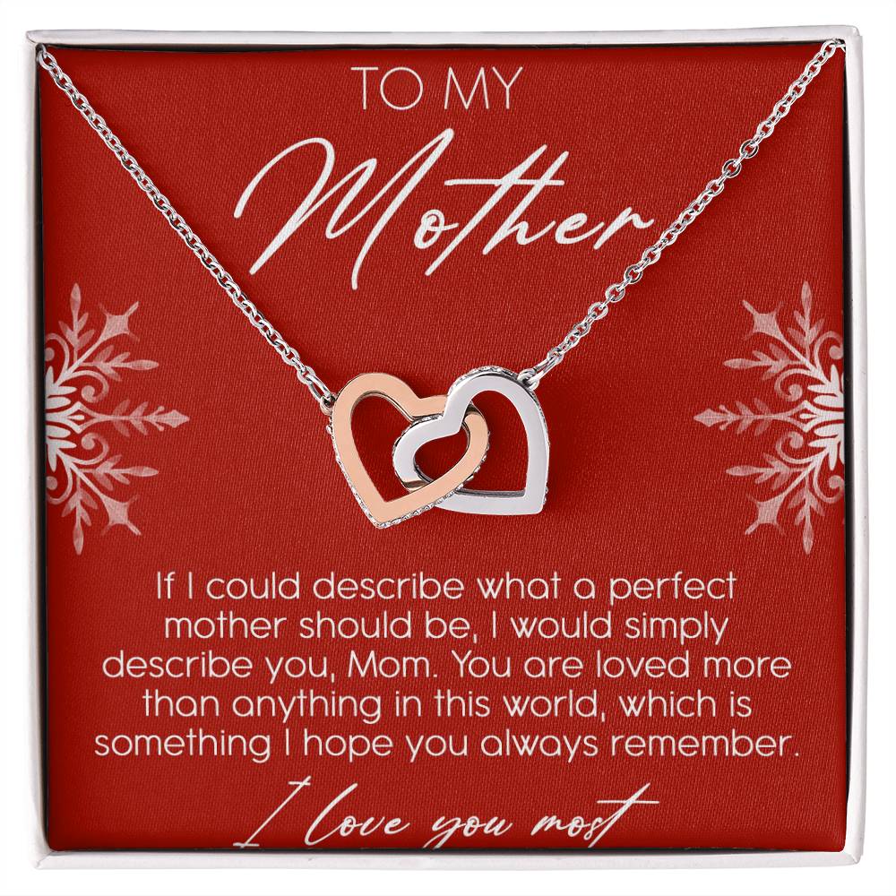 To My Mother Interlocking Hearts Necklace Message Card