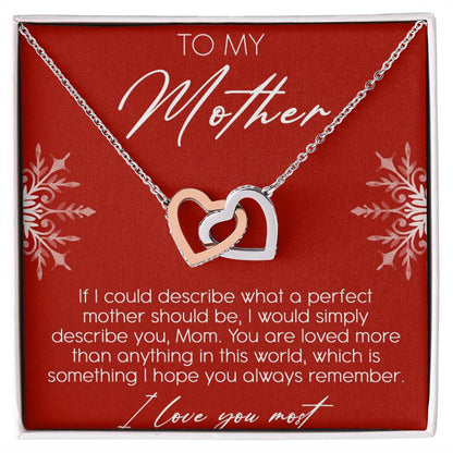 To My Mother Interlocking Hearts Necklace Message Card