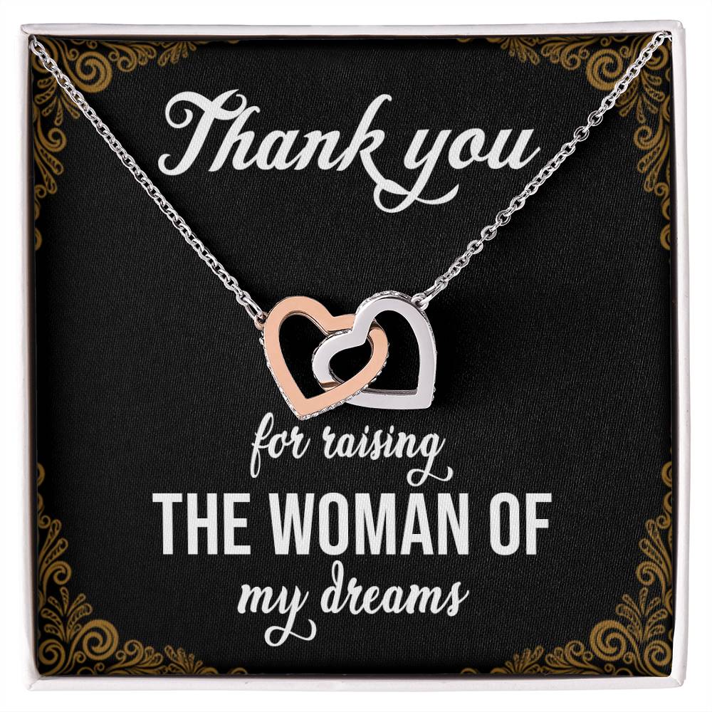 Thank You For Raising The Woman Of My Dreams Interlocking Hearts Necklace
