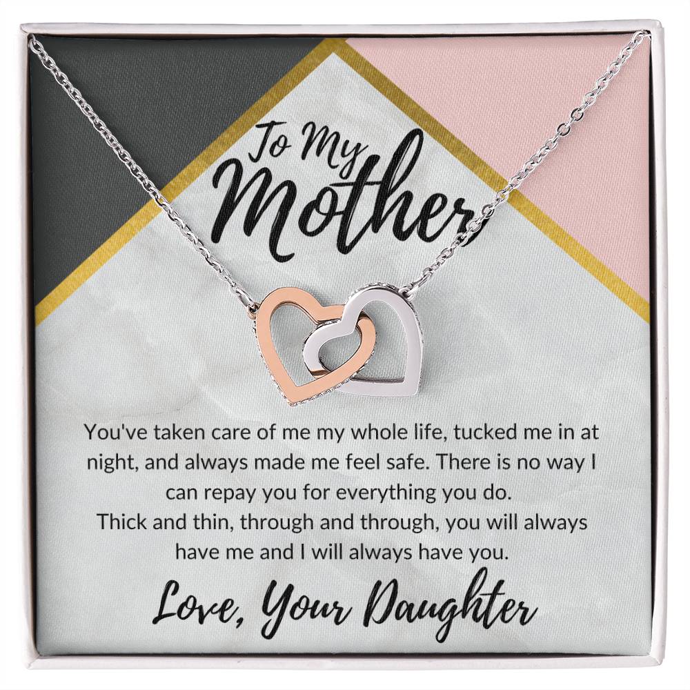 To My Mother - Through Thick And Thin - Necklace Interlocking Hearts Necklace
