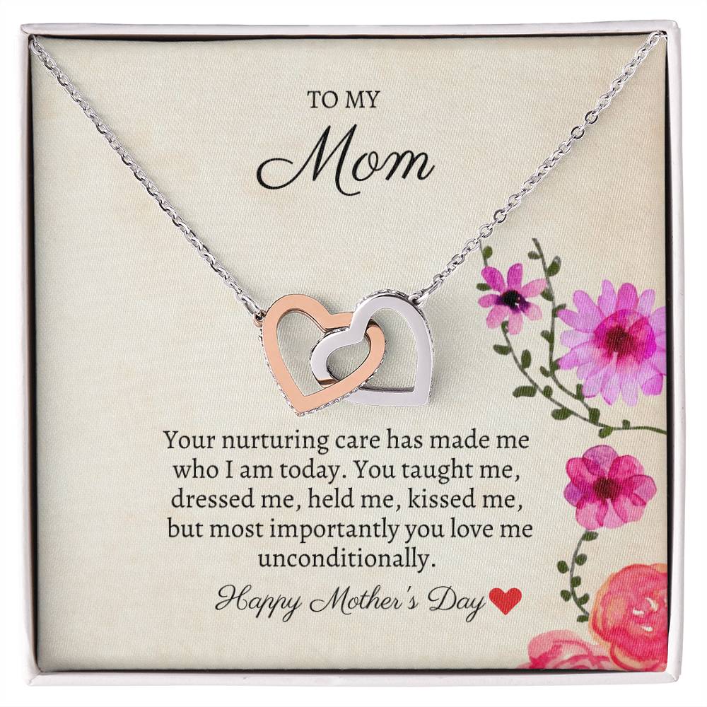 To My Mom - Unconditional Love - Necklace Interlocking Hearts Necklace